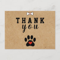 Patte de chien rustique Merci personnalisé