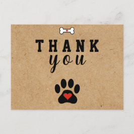Carte Postale Patte de chien rustique Merci personnalisé 