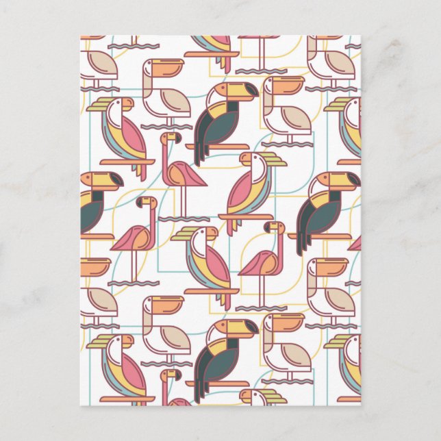 Carte Postale Pattern moderne With Tropical Birds (Devant)