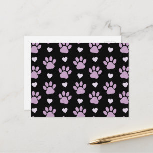 Carte Postale Pattern of paws, Dog paws, Lilac paws, Hearts