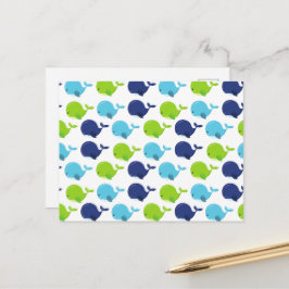 Carte Postale Pattern of Whales, Cute Whales, Sea Animals