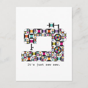 Carte Postale Patters de Colorful Sewing Machine