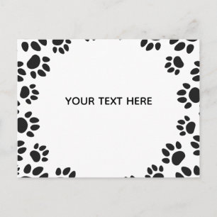 Carte Postale Pattes de chien noir et blanc personnalisées