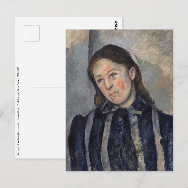 Carte Postale Paul Cezanne - Madame Cezanne avec cheveux loosené (Devant / Derrière)