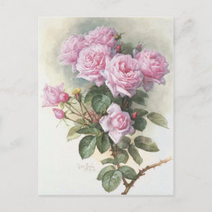 Carte Postale Paul_de_Longpré_-_Roses_and_Bumblebees,_1899