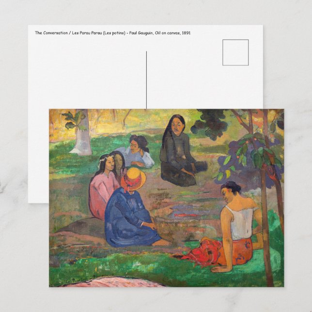 Carte Postale Paul Gauguin - La Conversation / Les Parau Parau (Devant / Derrière)