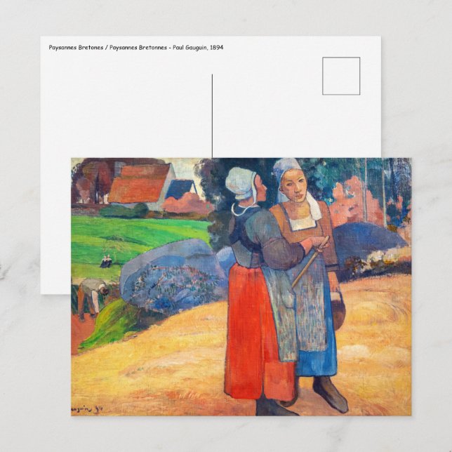 Carte Postale Paul Gauguin - Paysannes Bretonnes (Devant / Derrière)