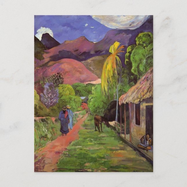 Carte Postale Paul Gauguin - Route à Tahiti (Devant)