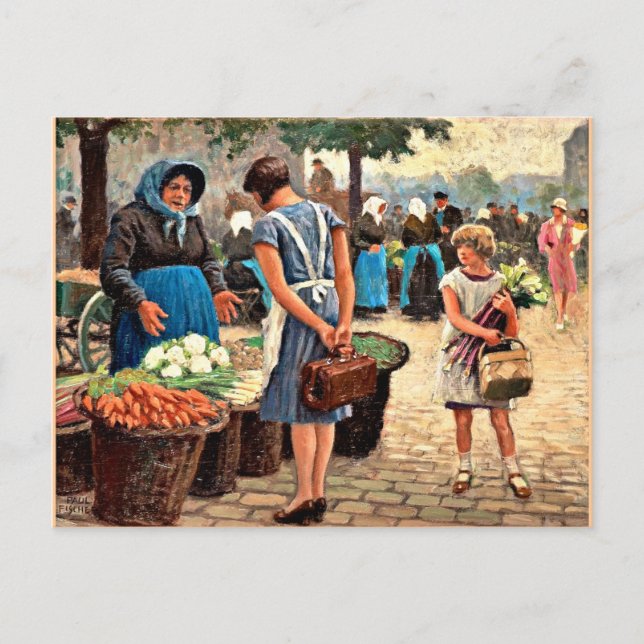 Carte Postale Paul-Gustave Fischer - Sur le marché (Devant)
