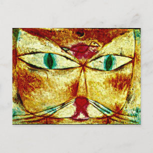 Carte Postale Paul Klee art : Chat et Oiseau