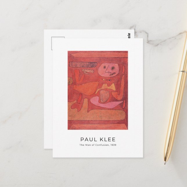 Carte Postale Paul Klee, L'homme de la confusion - Art Abstrait (Devant/Arrière en situation)