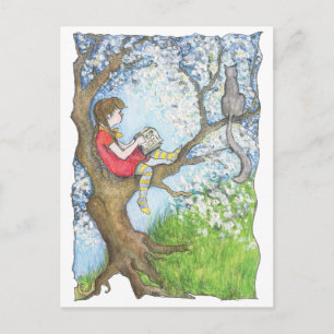 Carte Postale Pauline en train de lire l'arbre