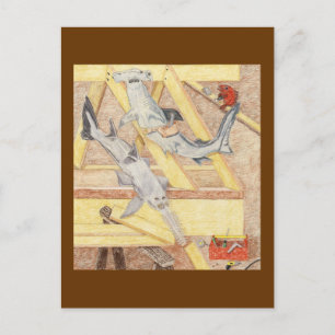 Carte Postale Pause déjeuner pour les charpentiers