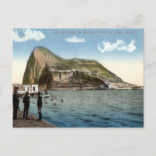 Carte Postale Pavillon de bain, Linea, Rocher de Gibraltar Vinta (Devant)