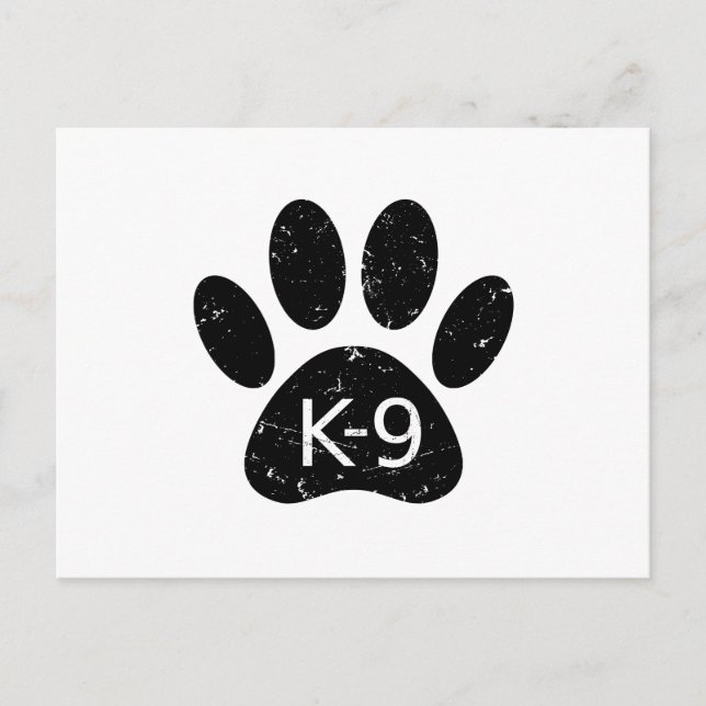 Carte Postale Paw Chien en Perdu Grunge K-9 (Devant)