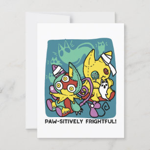 Carte Postale Paw-sitivement Effrayant   Chats Monstrueux Hallow