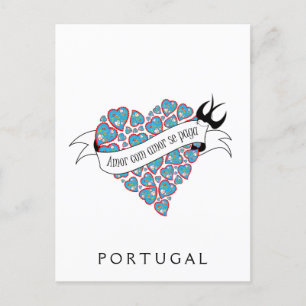 Carte Postale Payer d'amour avec amour proverbe portugais illust
