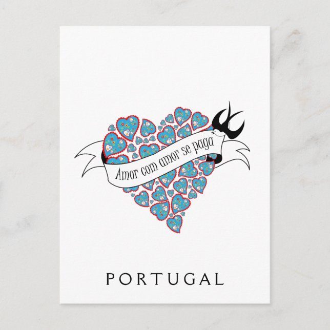 Carte Postale Payer l'amour avec l'amour illustré proverbe portu (Devant)