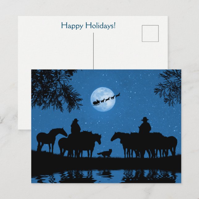 Carte Postale Pays de cowboy et cowgirl Vacances de Noël western (Devant / Derrière)