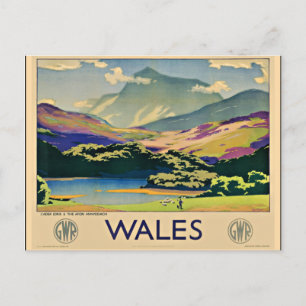 Carte Postale Pays de Galles, affiche de voyage vintage