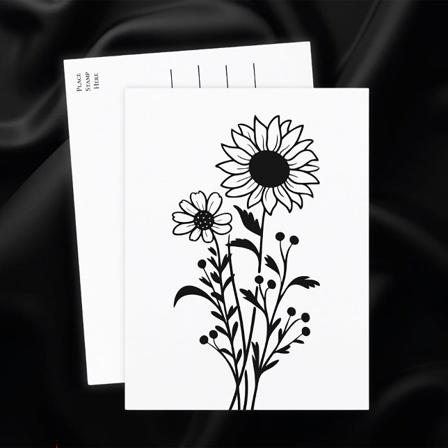 Carte Postale Pays de Tournesols Fleurs Message de Réconfort, Bo (Créateur téléchargé)