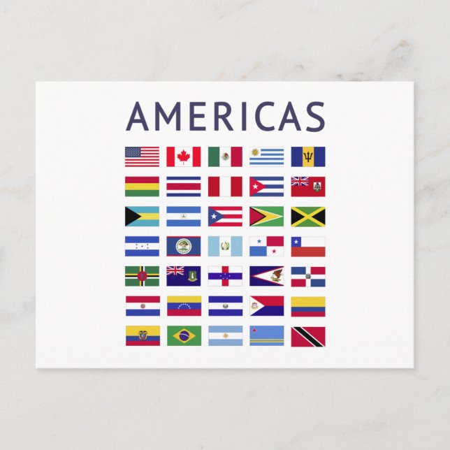 Carte Postale Pays Flags Amériques National Flags Amérique (Devant)