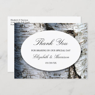 Carte Postale Pays Rustic Birch Tree Mariage Merci
