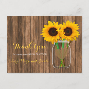 Carte Postale Pays Sunflower Mason Jar - Merci