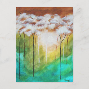 Carte Postale Paysage Abstrait Art Dawn Lumière Arbres maigres
