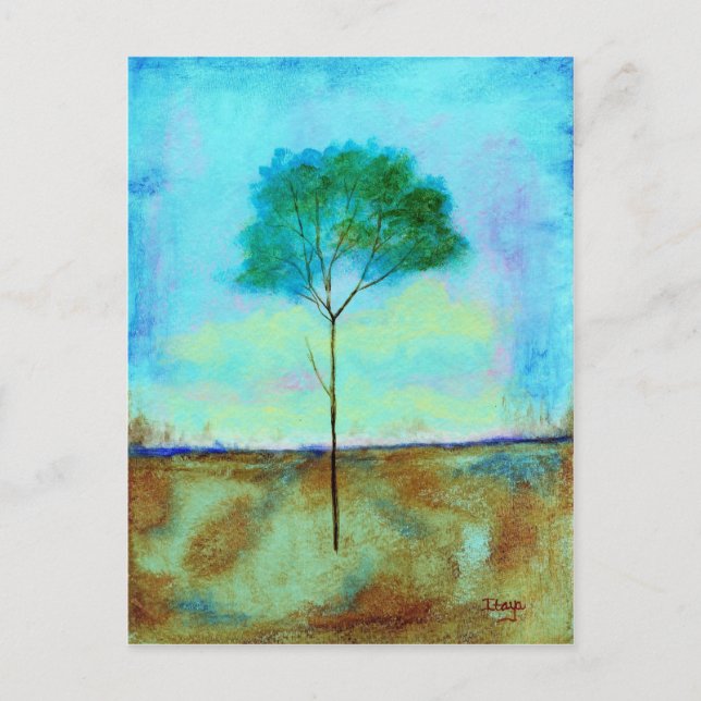 Carte Postale Paysage Abstrait Peinture d'arbre maigre (Devant)