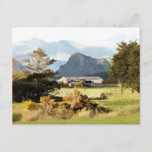 CARTE POSTALE PAYSAGE AGRICOLE ET MONTAGNE BIEN ÉLÉGÉ