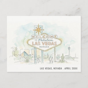 Carte Postale Paysage aquarelle de voyage à Las Vegas Nevada