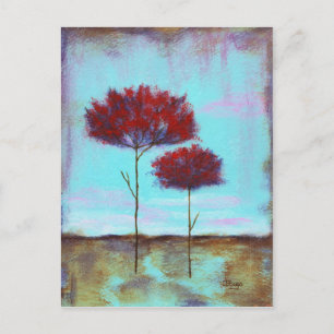 Carte Postale Paysage artistique Abstrait et chéri Arbres rouges