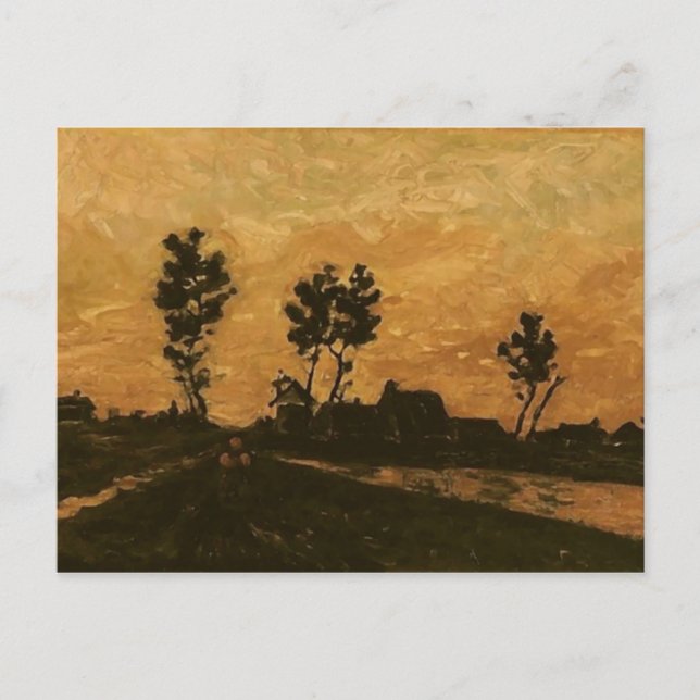 Carte Postale Paysage au coucher du soleil, Van Gogh Art (Devant)