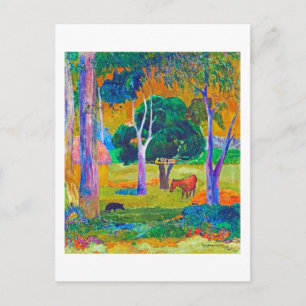 Carte Postale Paysage avec cochon et cheval, Gauguin