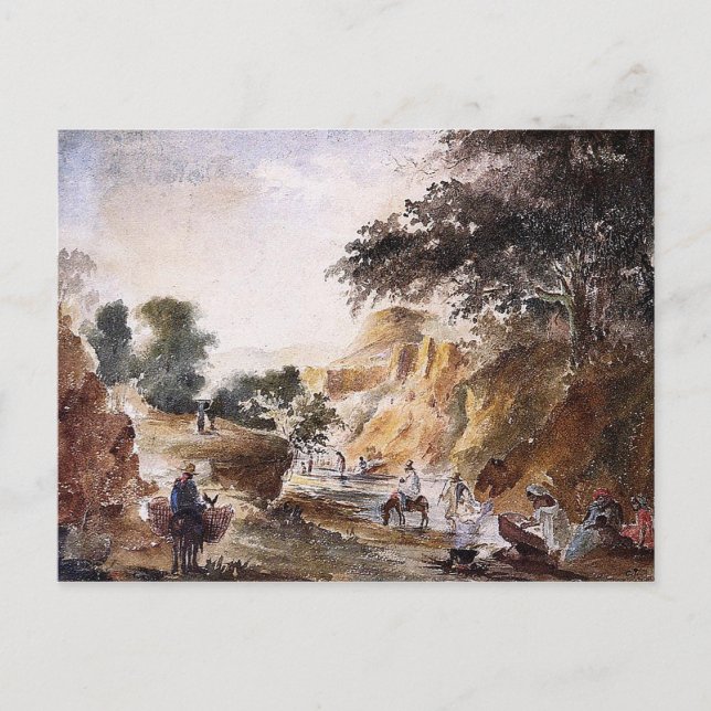 Carte Postale Paysage avec figures de Camille Pissaro (Devant)