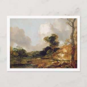 Carte Postale Paysage avec ruisseau et déversoir (huile sur toil
