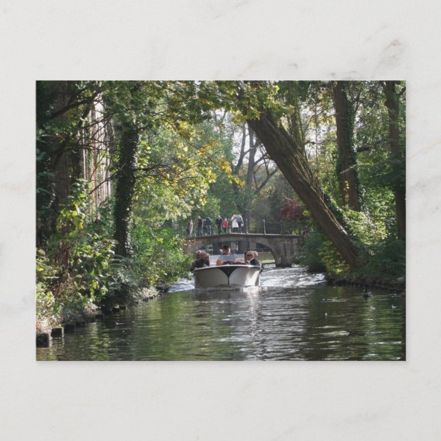 Carte Postale Paysage Canaux & Bateau à Bruges Ville Belgique (Devant)