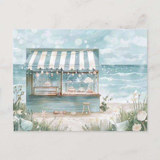 Carte Postale paysage côtier bleu clair et blanc (Devant)