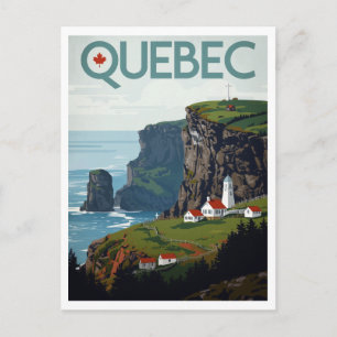Carte Postale Paysage côtier québécois canadien avec phare