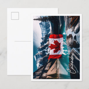 Carte Postale Paysage culturel du Canada avec drapeau