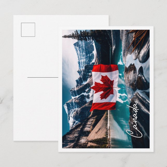 Carte Postale Paysage culturel du Canada avec drapeau (Devant / Derrière)