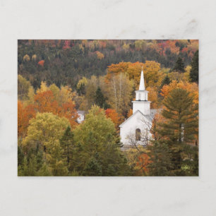 Carte Postale Paysage d'automne avec église, Vermont, USA