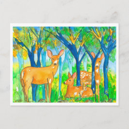 Carte Postale Paysage d'automne des cerfs forestiers
