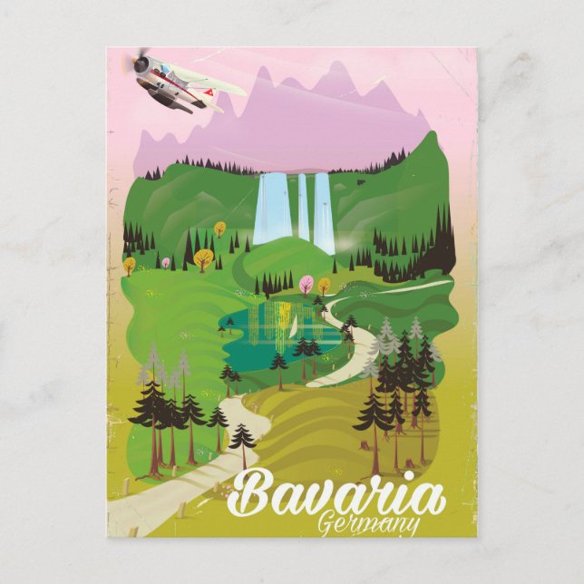Carte Postale Paysage de Bavière Allemagne impression de voyage (Devant)