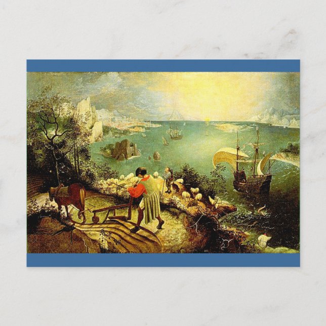 Carte Postale Paysage de Bruegel avec la chute d'Icarus - 1558 (Devant)