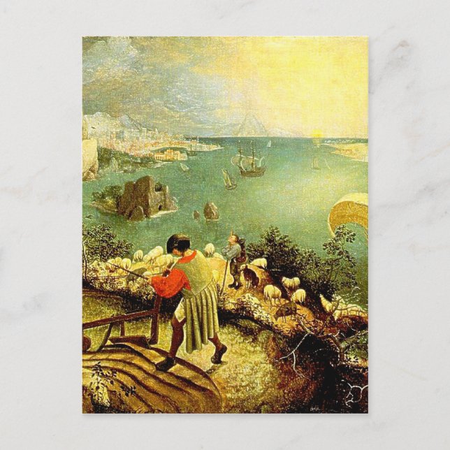Carte Postale Paysage de Bruegel avec la chute d'Icarus - 1558 (Devant)