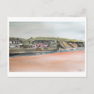Carte Postale Paysage de Bude Cornwall – Art côtier à l'aquarell