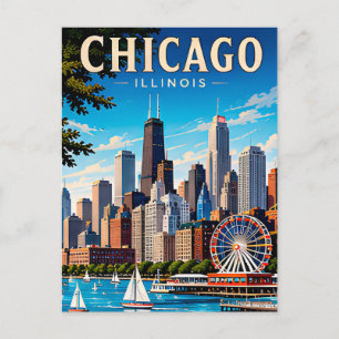 Carte Postale Paysage de Chicago et lac Michigan