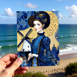 Carte Postale Paysage de femme hollandaise dorée